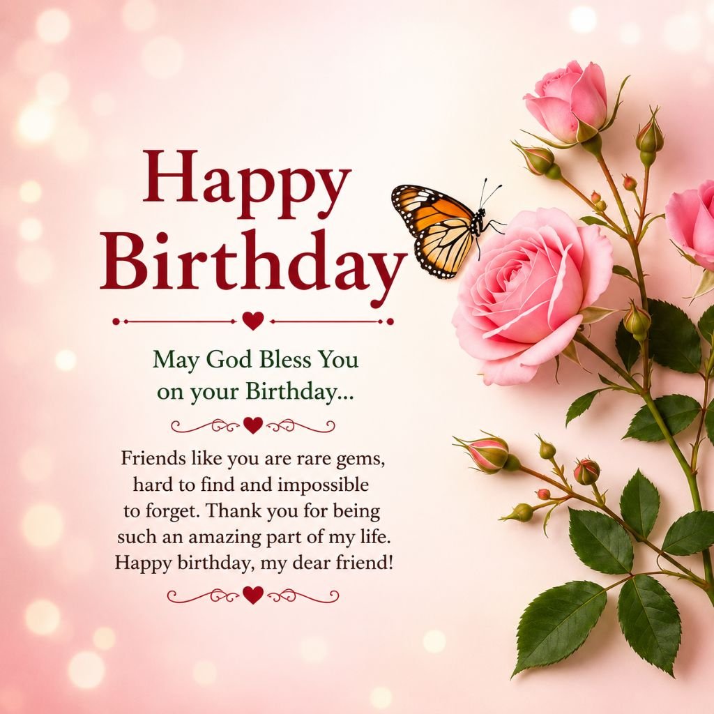 pink roses free happy birthday friend images