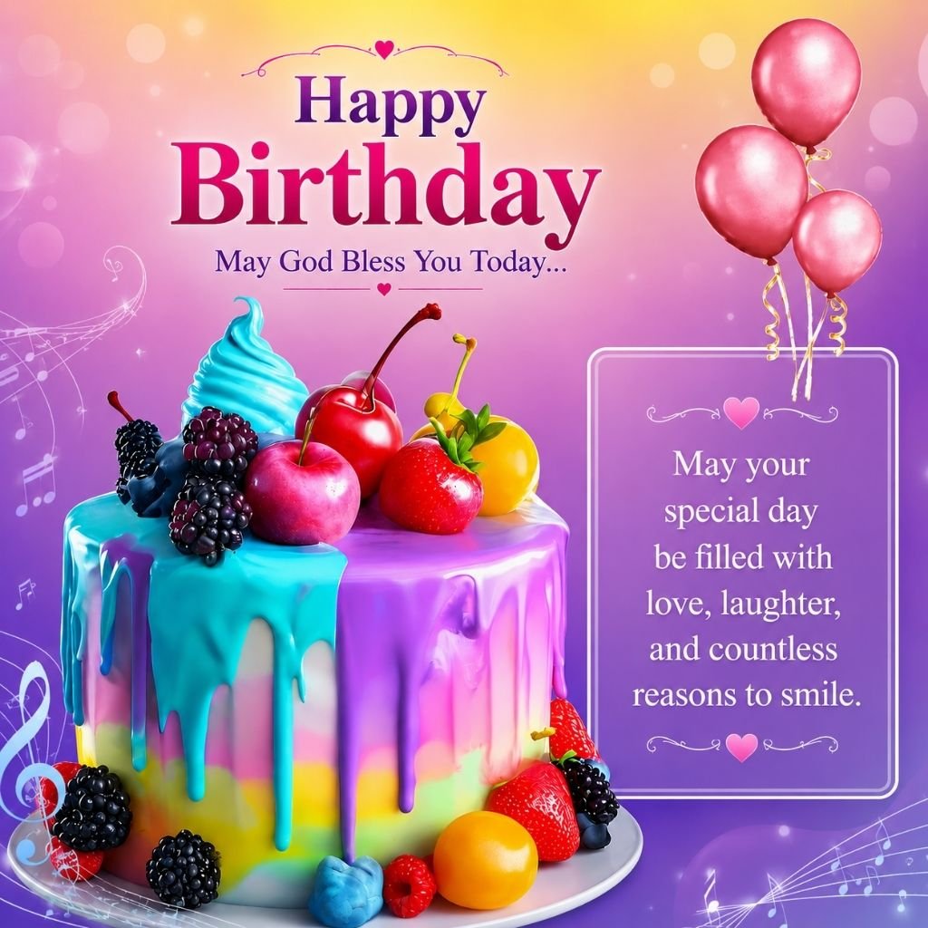 rainbow drip cake topped with fresh fruits happy birthday to my best friend