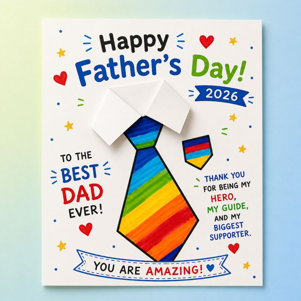 rainbow necktie fathers day text greetings
