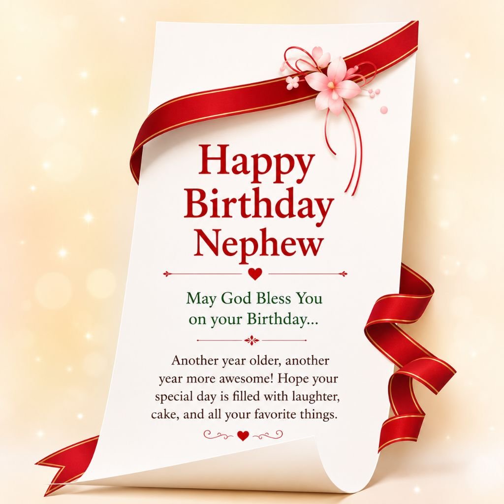 red ribbon birthday wishes for nephew