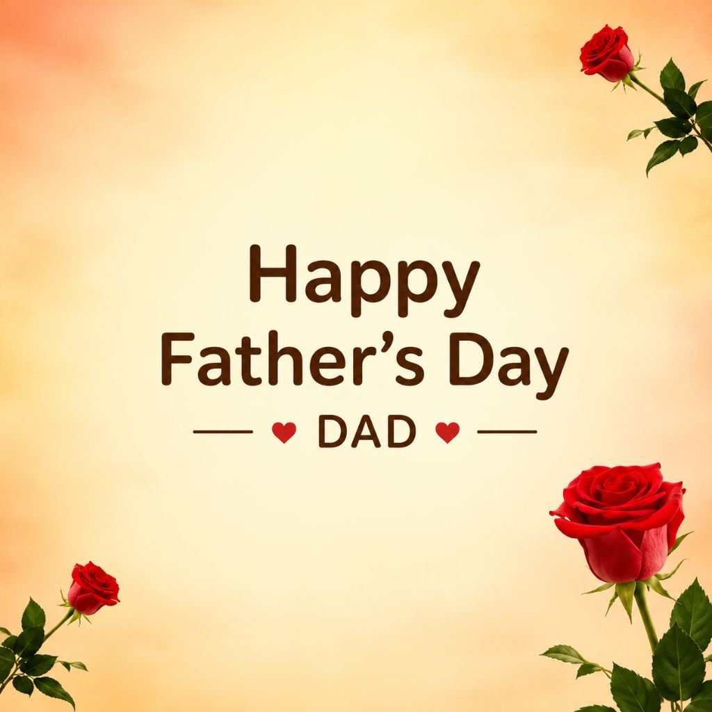 red roses Happy Father’s Day greeting card