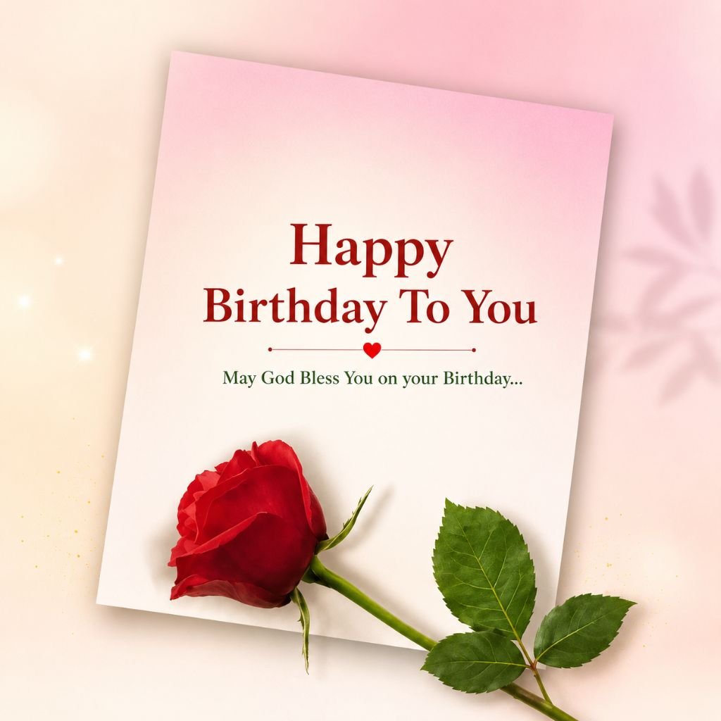 single red rose happy birthday card for best friend