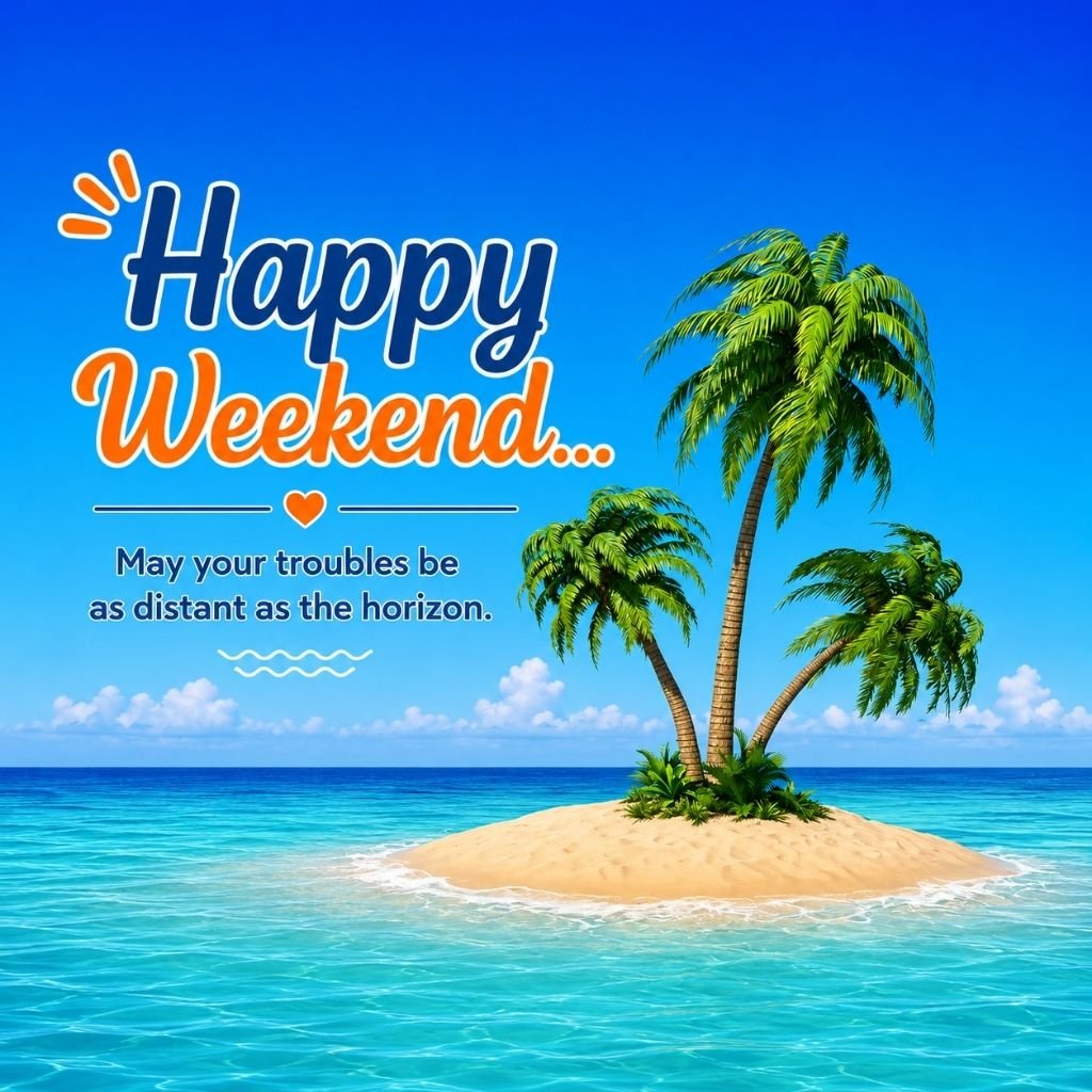 small tropical island with palm trees enjoy your weekend images