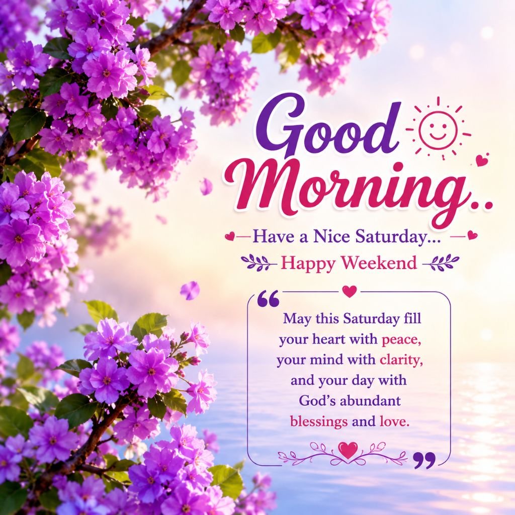 vibrant purple cherry blossoms saturday blessing
