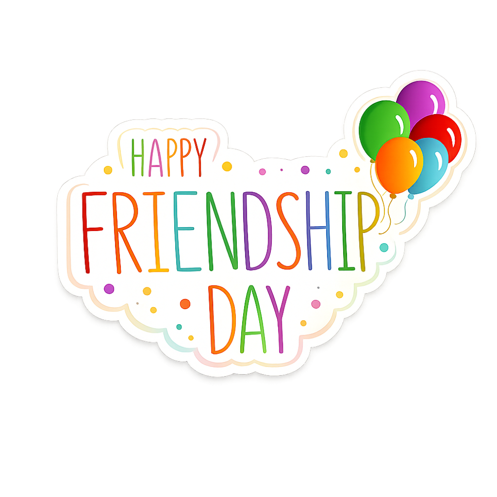 Colorful Happy Friendship Day Balloon Sticker