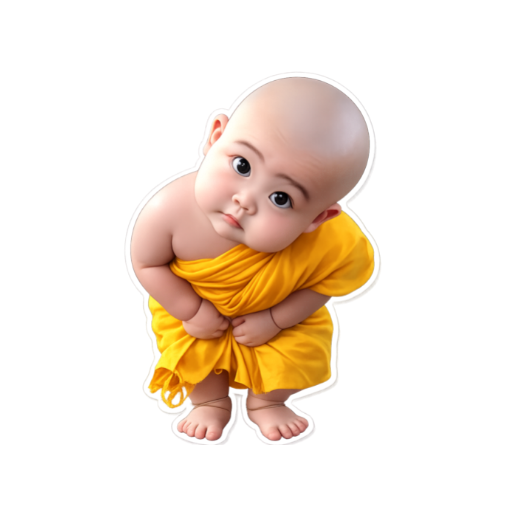Cute Bowing Baby Monk meme Sticker 