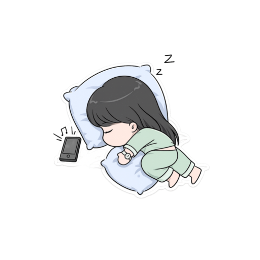Cute cartoon child sleeping on a blue pillow