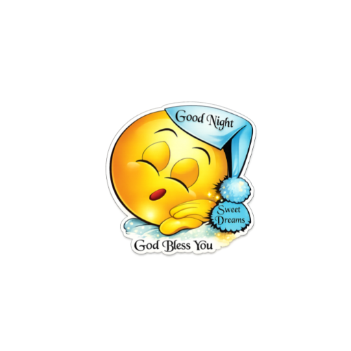 Cute sleeping emoji sticker wearing a blue nightcap