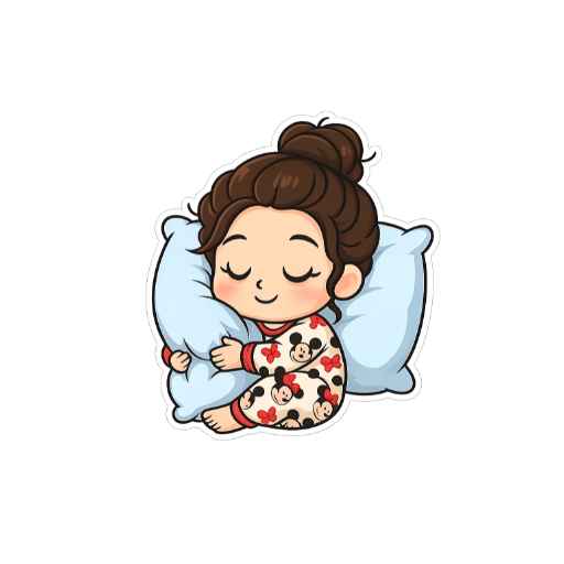Cute sleeping girl hugging a blue pillow