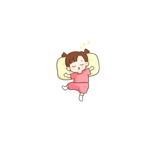 Cute sleeping girl sticker lying on a pillow