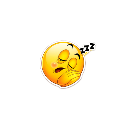 Cute sleepy emoji sticker with closed eyes