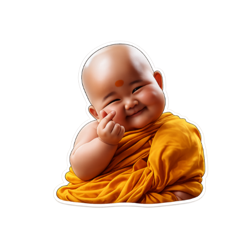 Finger Heart Baby Monk meme Sticker