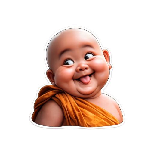 Funny Tongue-Out Baby Monk meme Sticker