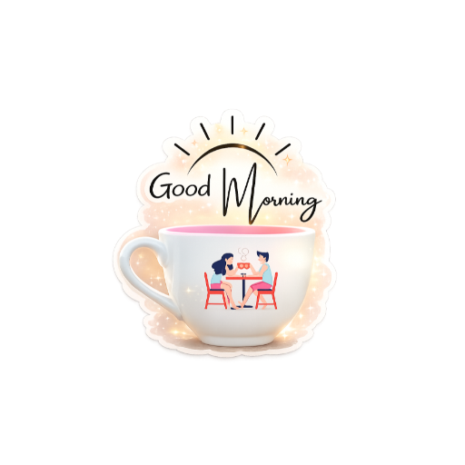 Good Morning coffee cup sticker