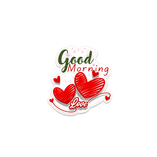 Good Morning love sticker with red heart