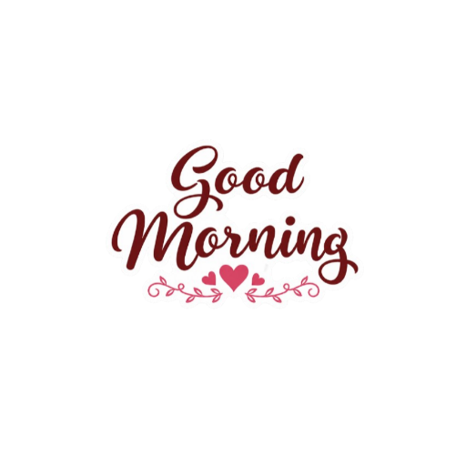 Good Morning typography sticker with pink heart