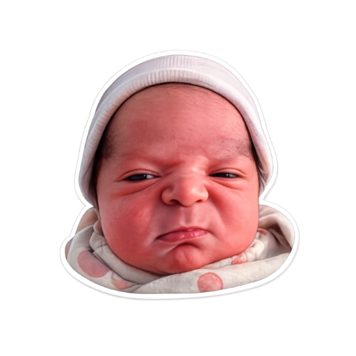 Grumpy Newborn Baby meme Sticker