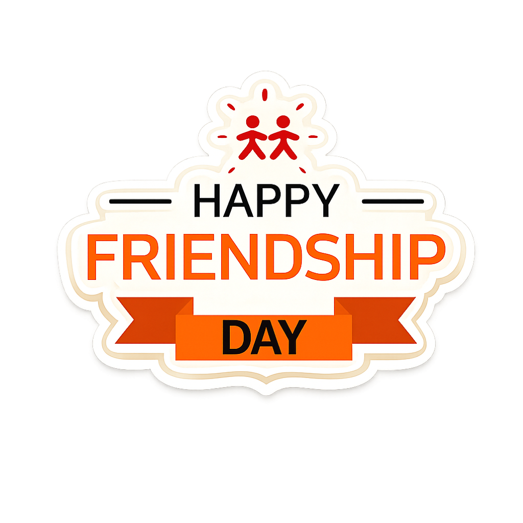 Happy Friendship Day Ribbon Badge Sticker