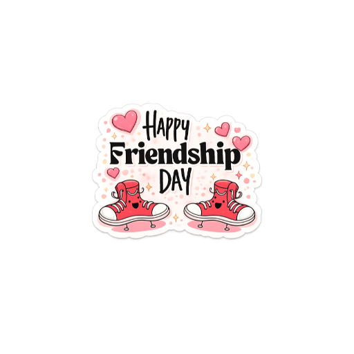 Happy Friendship Day Sticker with Red Sneakers