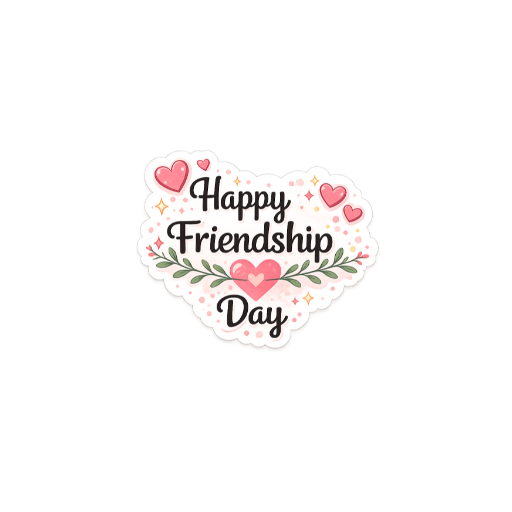 Heart-Shaped Happy Friendship Day Sticker