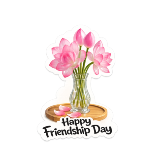 Pink Lotus Flower Friendship Day Sticker