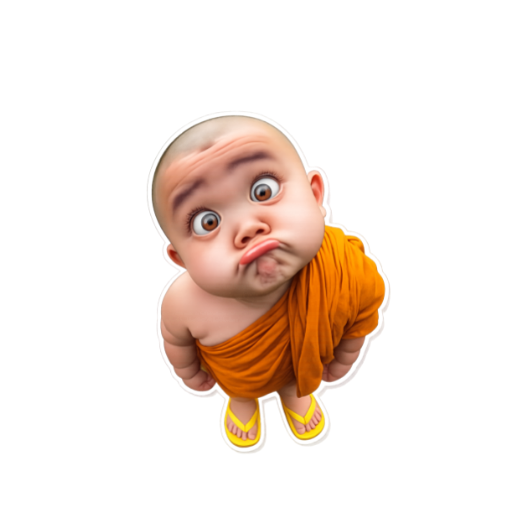Pouting Baby Monk meme Sticker 