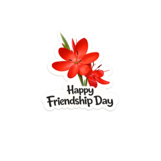 Red Lily Flower Friendship Day Sticker