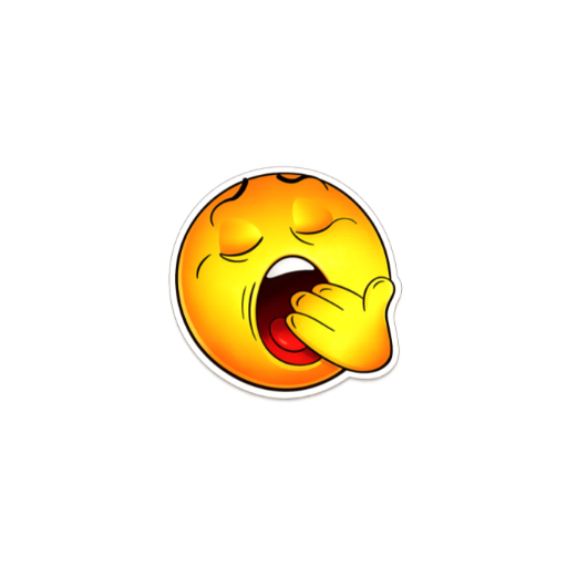 Yawning sleepy emoji sticker covering its mouth