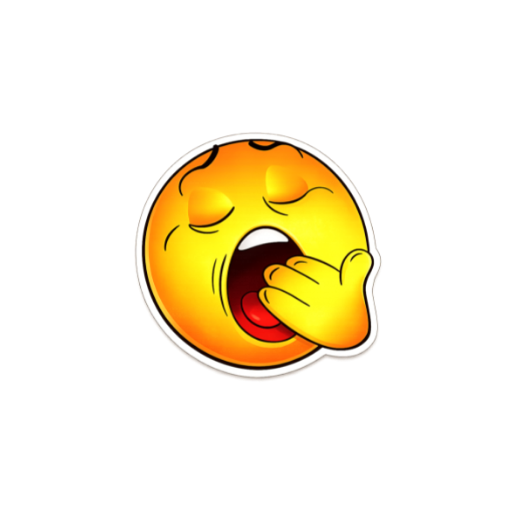 Yawning sleepy emoji sticker covering its mouth
