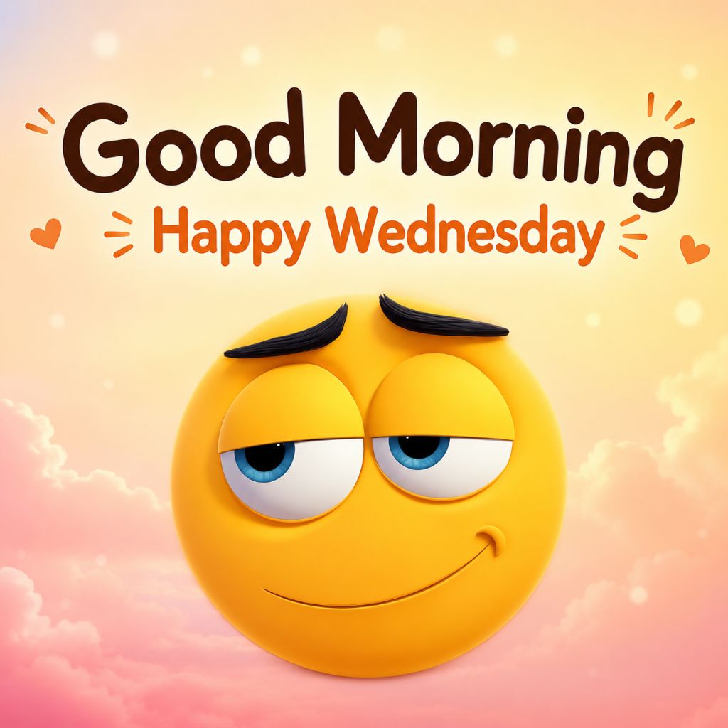 encouragement inspirational good morning wednesday blessings of a cute winking smiley emoji