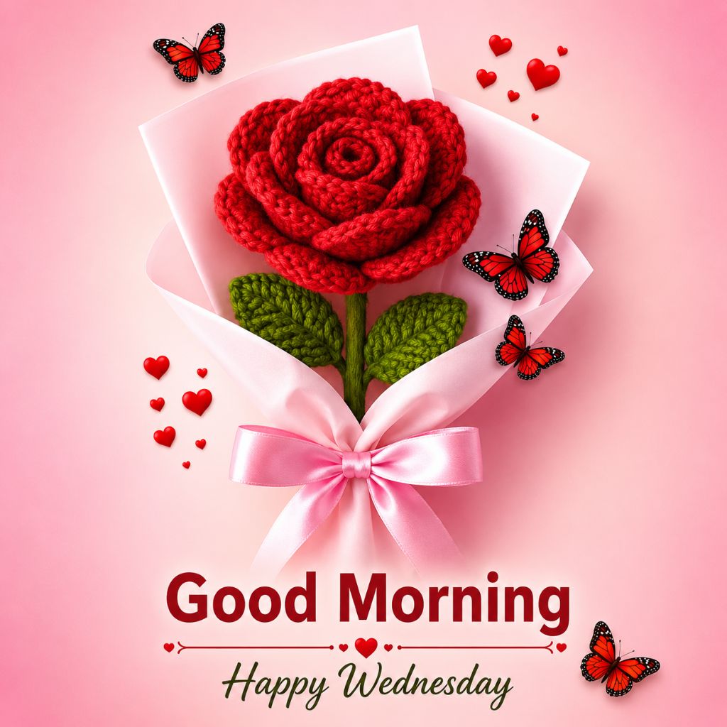 good morning images wednesday with Crochet Rose Bouquet