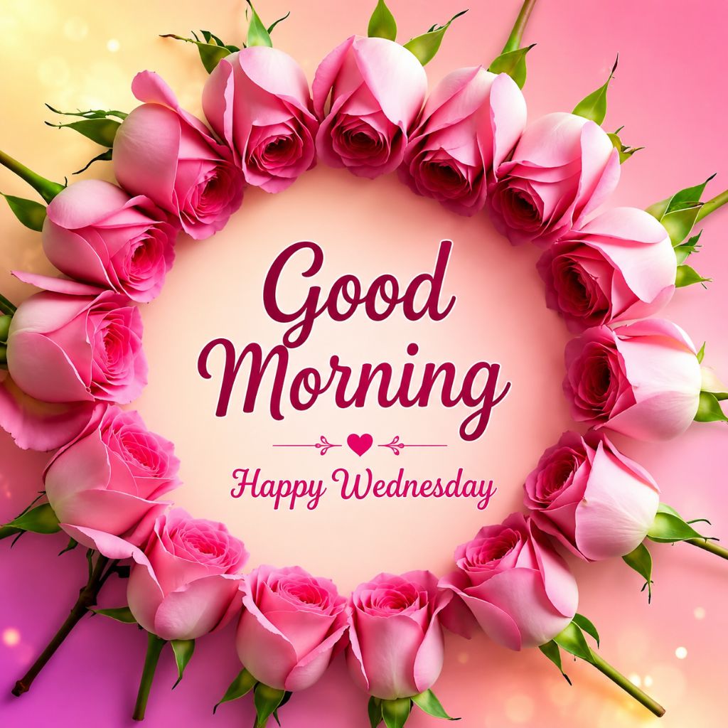 good morning wednesday Pink Rose Wreath