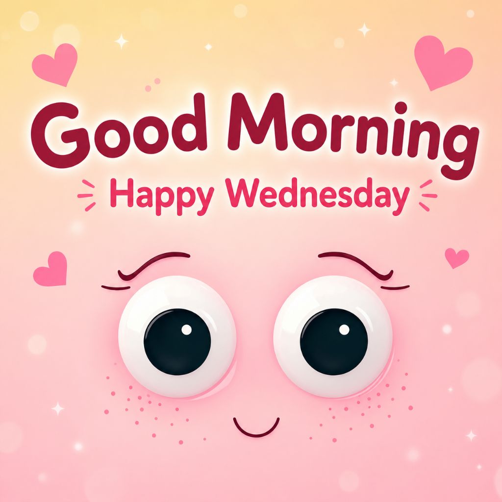 good wednesday morning of an adorable smiling face with big eyes